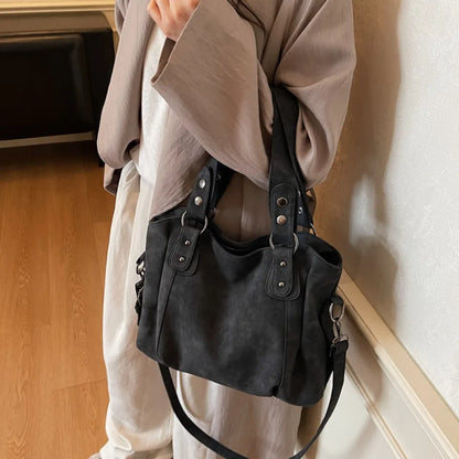 Large Suede Shoulder Bag – Women's Luxury Commuter Tote