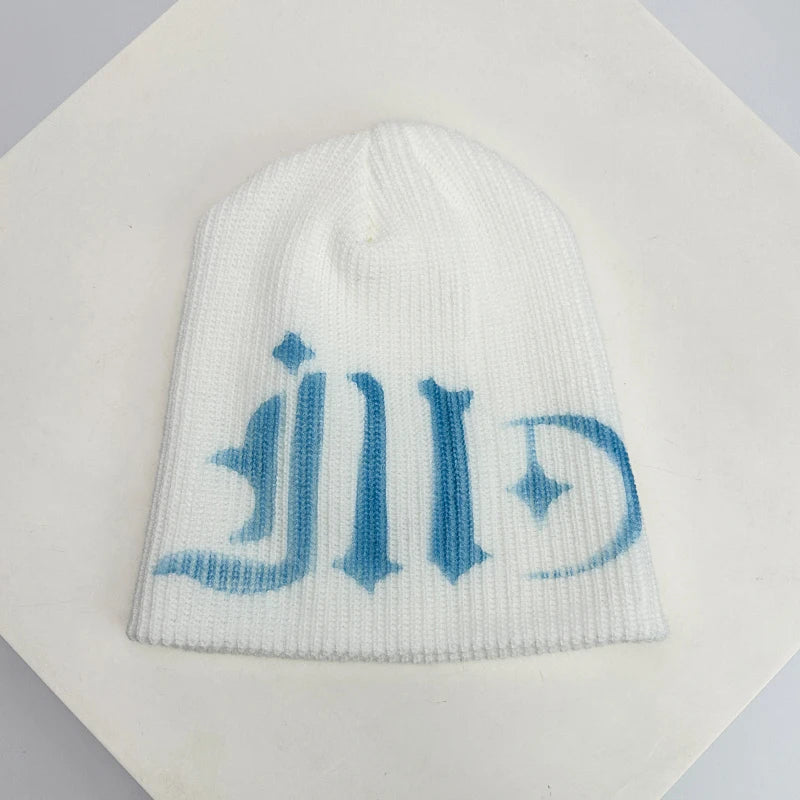Gothic Knit Beanie – Y2K Dark Aesthetic Winter Hat