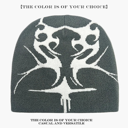 Flame Jacquard Beanie Hat – Unisex Hip Hop Knit Cap