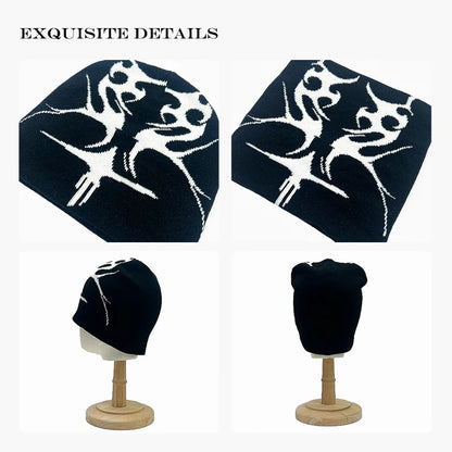 Flame Jacquard Beanie Hat – Unisex Hip Hop Knit Cap