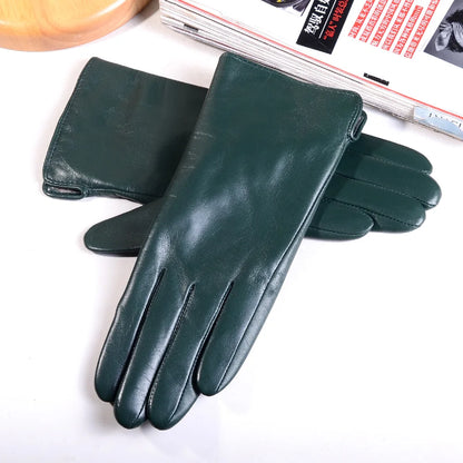 Women's Leather Wool-Lined Touchscreen Riding Gloves