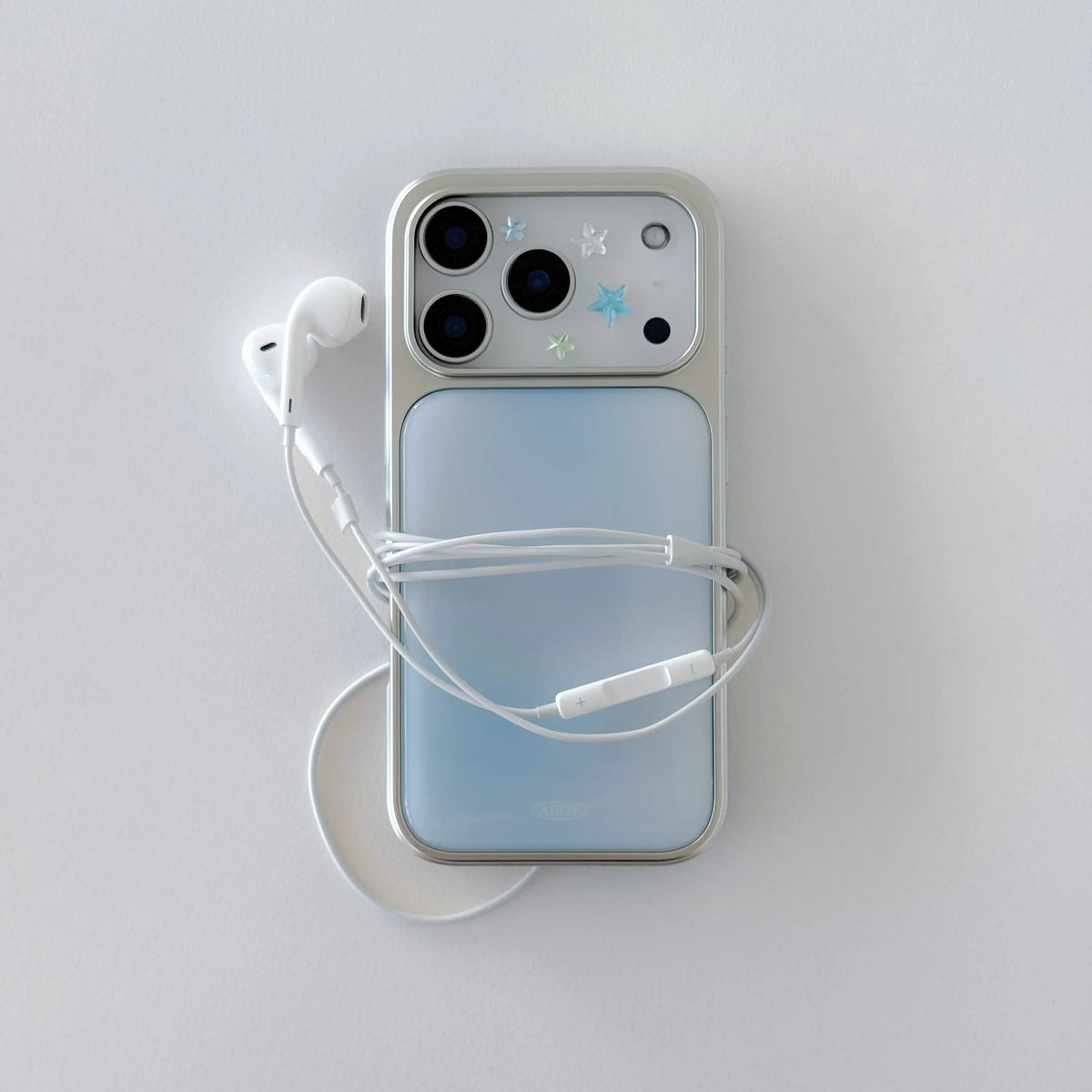 Blue Star Blur iPhone Case – Luxury Silver Edge Design