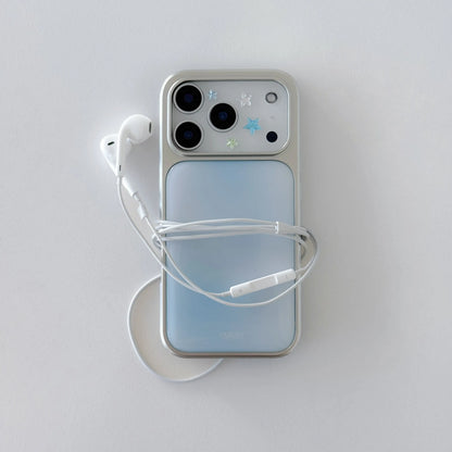 Blue Star Blur iPhone Case – Luxury Silver Edge Design