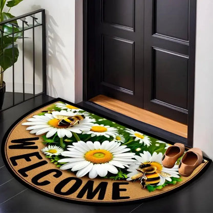 Dragonfly Door Mat – Non-Slip Half-Circle Welcome Rug for Entryway