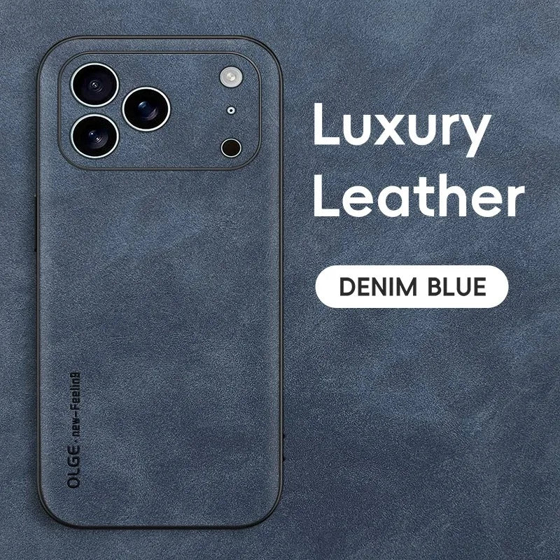 Luxury Leather iPhone Case – Sheepskin Matte Shockproof Cover