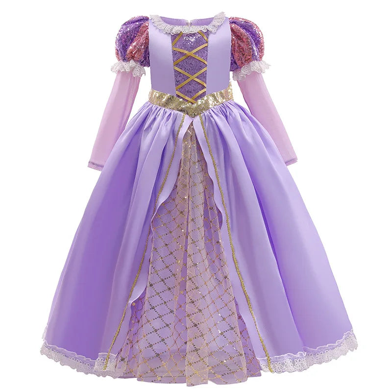 Disney Rapunzel Dress Kids Tangled Disguise Carnival Girl Princess