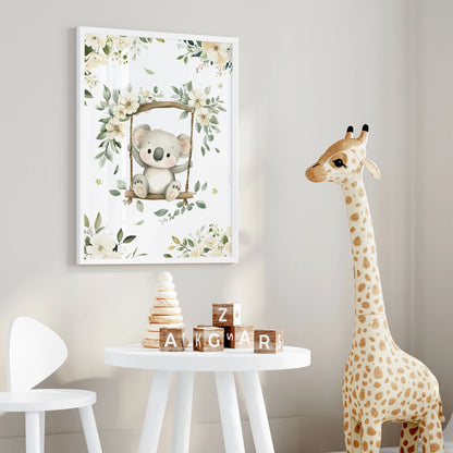 Koala Wall Art Print – Cute Cartoon Nursery Poster for Kids Room