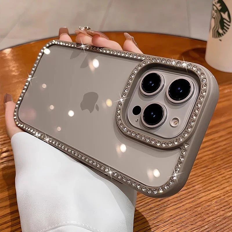 Rhinestone Diamond Clear Case for iPhone 16 15 14 13 Pro Max | Luxury Bling Shockproof Cover