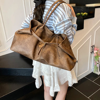 PU Leather Square Shoulder Bag for Women – Retro Underarm Tote
