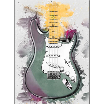 Electric Guitar on Fire Wall Art Print – Music Poster