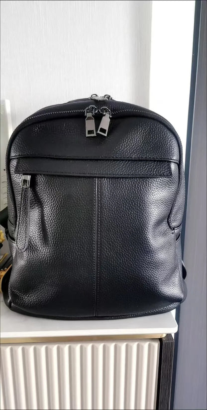 Genuine Leather Women Backpack – Multi-Pocket Luxury Bag