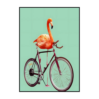 Flamingo on Roller Skates Wall Art Poster – Minimalist Print