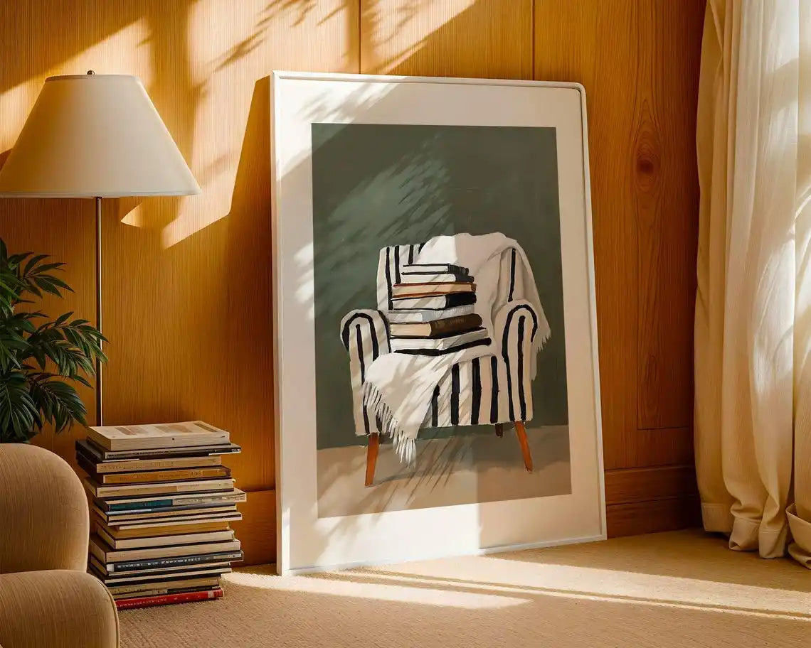 Cozy Reading Nook Canvas Wall Art – Book Lover Print