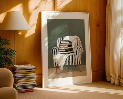 Cozy Reading Nook Canvas Wall Art – Book Lover Print