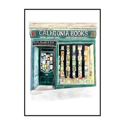 Glasgow Bookshops Wall Art Poster – Watercolor Illustrated Print