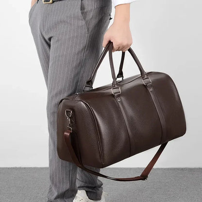 Leather Duffle Bag Men Large Capacity Vintage Travel Bag