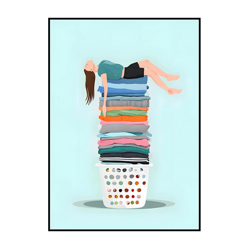Laundry Basket Canvas Poster – Minimalist Funny Wall Art Print