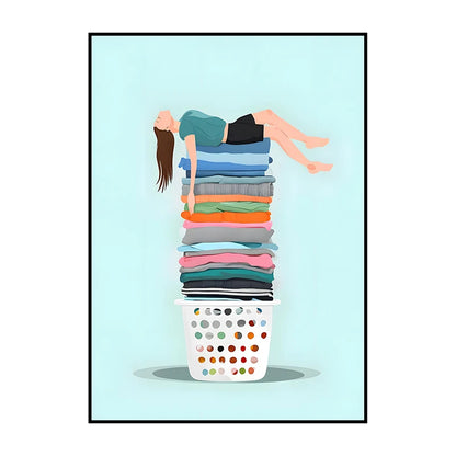 Laundry Basket Canvas Poster – Minimalist Funny Wall Art Print