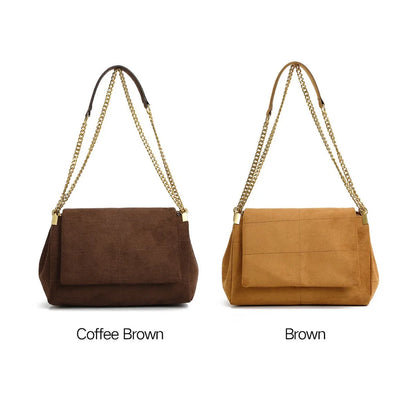 Suede Chain Shoulder Bag for Women – Vintage Luxury Crossbody