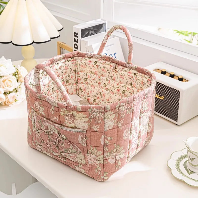 Floral Quilted Tote Bag for Women – Retro Patchwork Handbag