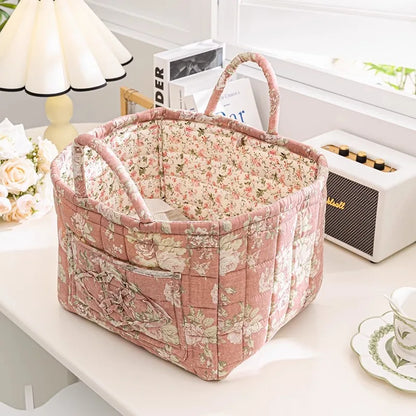 Floral Quilted Tote Bag for Women – Retro Patchwork Handbag