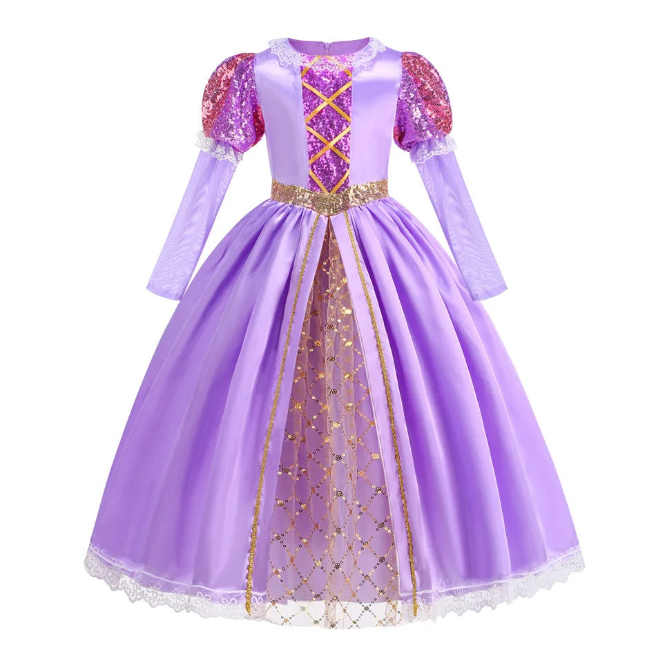 Rapunzel Purple Puffy Dress With Accessories