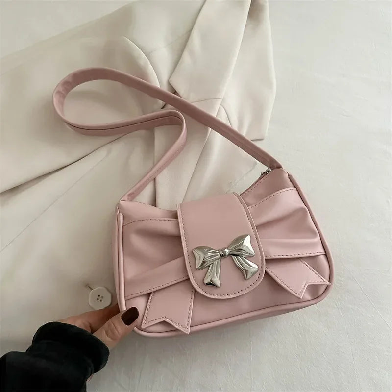 PU Leather Trendy Bow Handbag