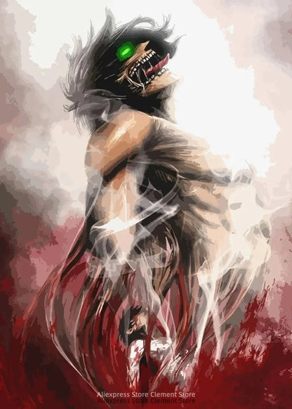 Attack on Titan Anime Wall Art Poster – Levi Ackerman & Eren Yeager Canvas Print