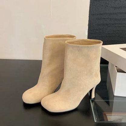 Suede Ankle Boots – Women's Stiletto Heel Chelsea Boots