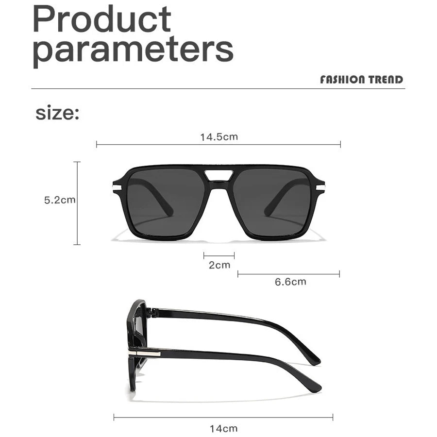 Retro Square Sunglasses for Women – Double Bridge UV Protection