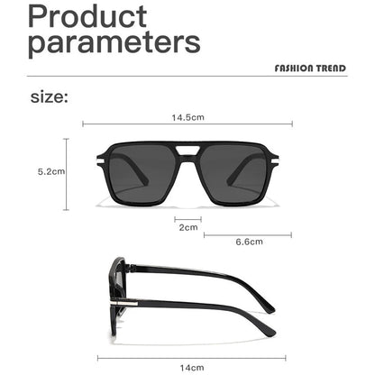 Retro Square Sunglasses for Women – Double Bridge UV Protection