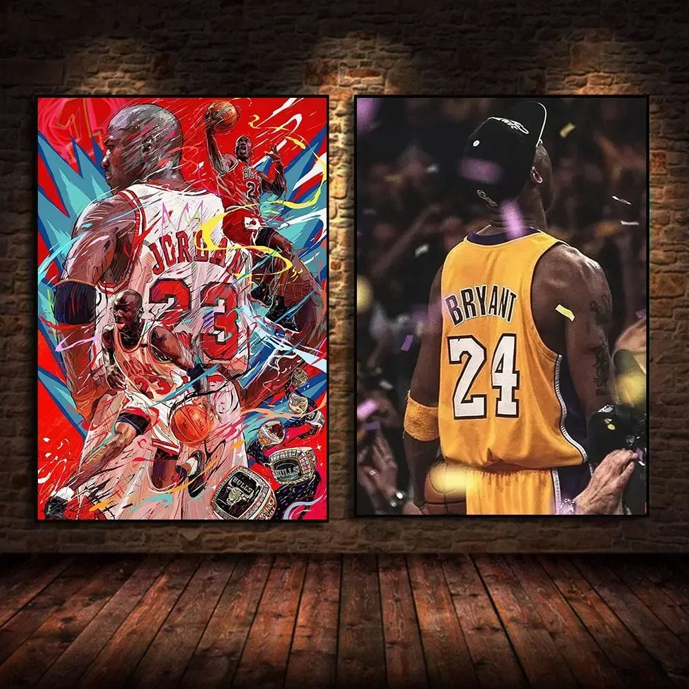 Basketball Legends Canvas Poster – Kobe, LeBron & More Wall Art