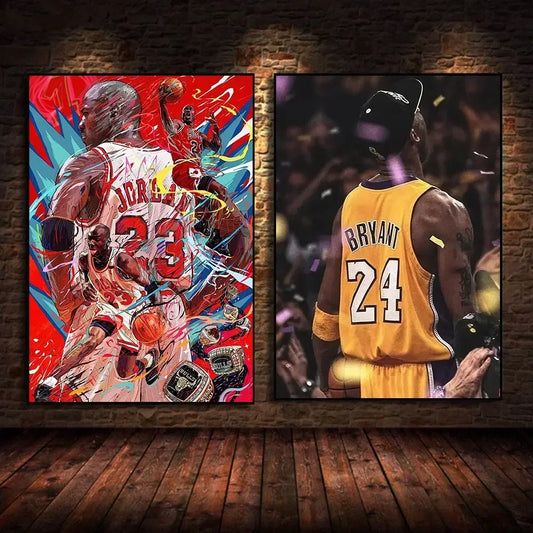 Basketball Legends Canvas Poster – Kobe, LeBron & More Wall Art