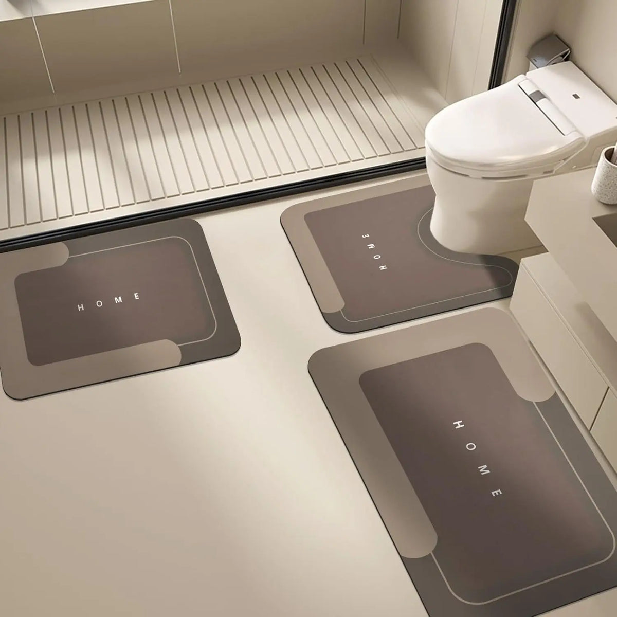 3-Piece Bathroom Mat Set – Diatomite Non-Slip Absorbent Bath Rugs
