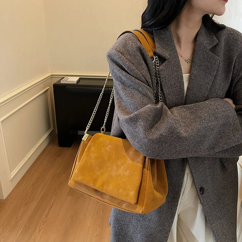 Chain Strap Crossbody Shoulder Bag – Women's Soft PU Leather Tote