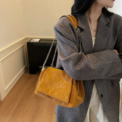 Chain Strap Crossbody Shoulder Bag – Women's Soft PU Leather Tote