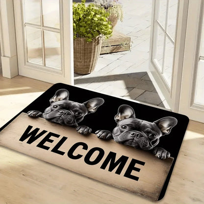 French Bulldog Welcome Doormat – Non-Slip Absorbent Entry Rug