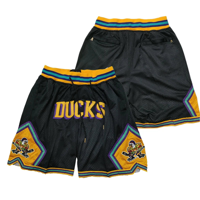 Mighty Ducks Basketball Shorts – Stitched Embroidery with Pockets