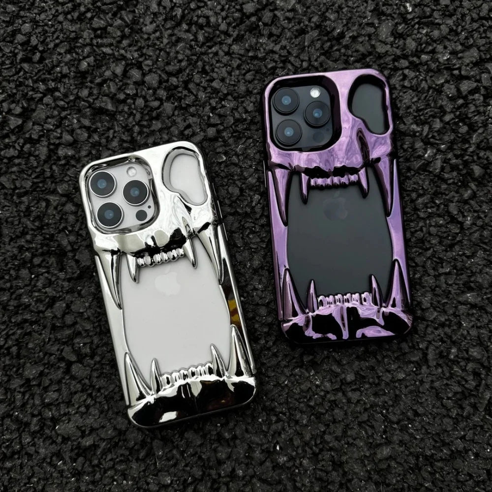 Skull Cut-Out Electroplated iPhone Case – iPhone 11 to 17 Series