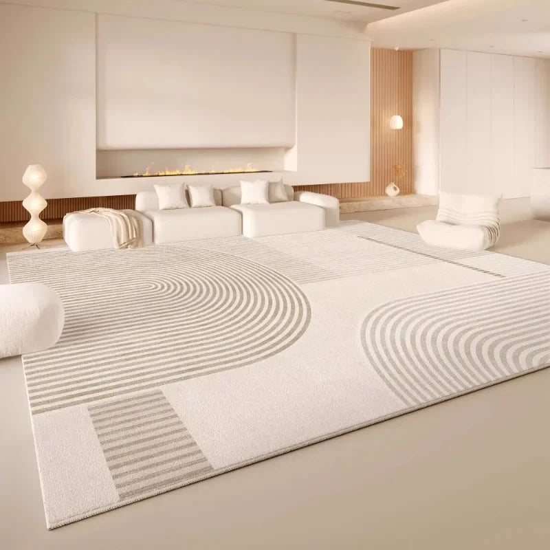 Minimalist Cream Area Rug – Soft Non-Slip Living Room Carpet