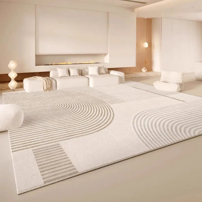 Minimalist Cream Area Rug – Soft Non-Slip Living Room Carpet