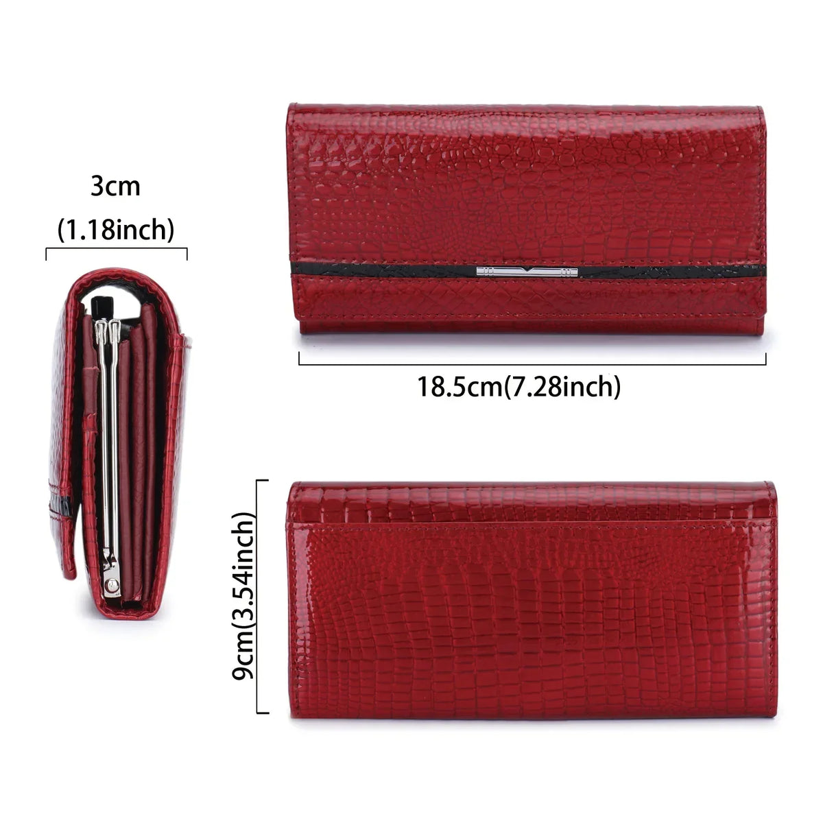 Alligator Pattern Genuine Leather Women's Long Wallet Clutch