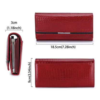 Alligator Pattern Genuine Leather Women's Long Wallet Clutch