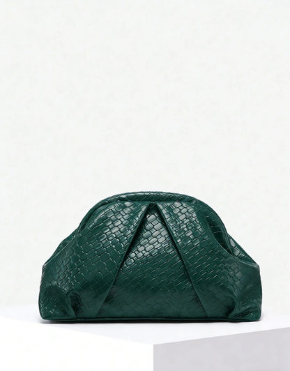 Riveted Pleated Clutch Shoulder Handbag