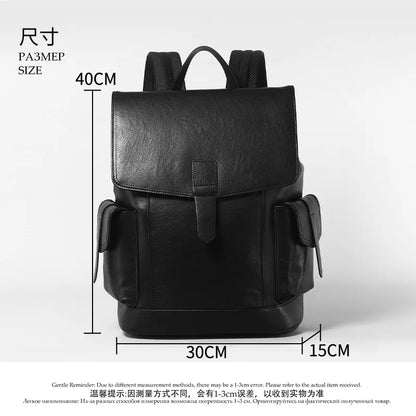 Genuine Leather Men's Backpack – 15" Laptop & Travel Bag