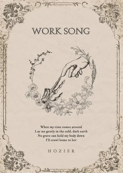 Hozier Work Song Lyrics Wall Art Poster – Retro Music Print