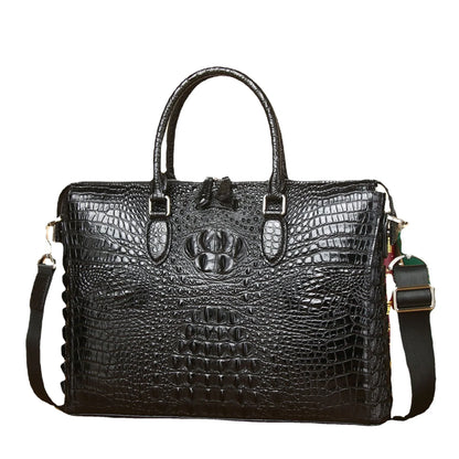 Alligator Embossed Genuine Leather Briefcase – Men's 14" Laptop Bag