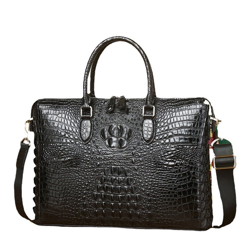 Alligator Embossed Genuine Leather Briefcase – Men's 14" Laptop Bag