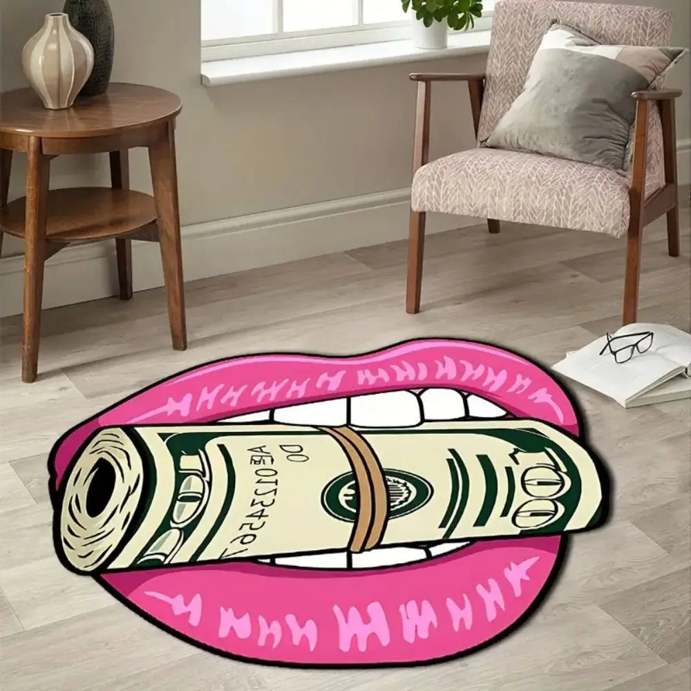 Lips & Money Graphic Area Rug – Indoor Outdoor Door Mat