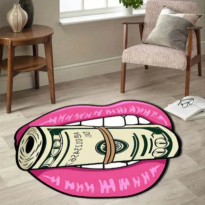 Lips & Money Graphic Area Rug – Indoor Outdoor Door Mat